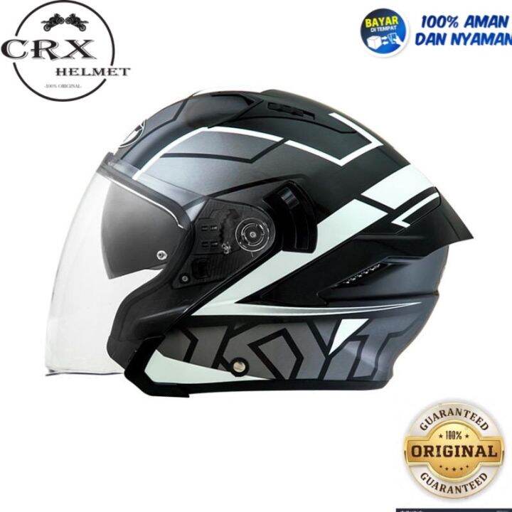 Helm Kyt Nfj Motif Motion Black White Half Face Original Lazada Indonesia