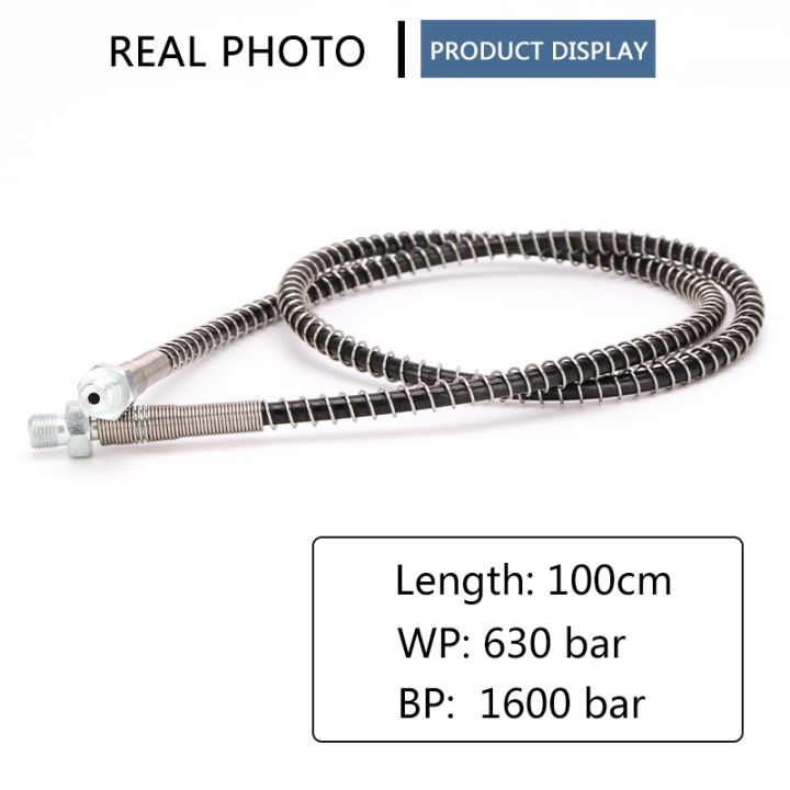 pneumatics-air-pump-100cm-long-air-refilling-high-pressure-nylon-hose-with-spring-wrapped-m10x1-thread-40mpa-400bar-6000psi