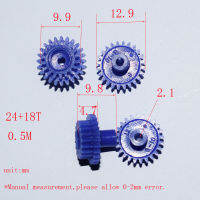 สีฟ้า 4WD เปลี่ยนเกียร์ลามิเนตพลาสติก Double-Layer Cog-ล้อ Reduction Pinion ของเล่นอุปกรณ์เสริม 24182B 0.5M-aerwererwess