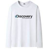 (QUIYE)เสื้อยืดแขนยาวสำหรับผู้ชาย,เสื้อยืด Discovery Channel ชุดเดรสเสื้อเชิ้ตสีทึบผ้าฝ้าย100เสื้อชาย