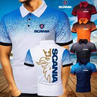 2021 Summer Men Men Gradient 3D Dots Print New Fashion Scania Lapel Collar Polo T Shirt Cotton Slim Fit Men Casual T Shirt Golf Shirt