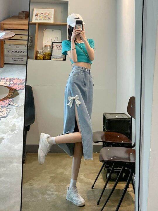 Mid length 2024 denim skirts design