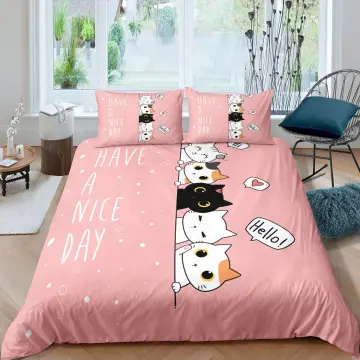 Luxury Bed Sheet Set King Size, Polyester Pet Cat Bedding Set