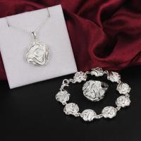 【lz】❃  Elegante Fine Rose Flower Jewelry Set para mulheres 925 anéis de prata esterlina pulseiras colares moda festa presentes de casamento quente