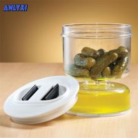 hotx【DT】 Sealed Jar for Pickle Wet and Dry Separation with Flip Strainer Hourglass Design Olives