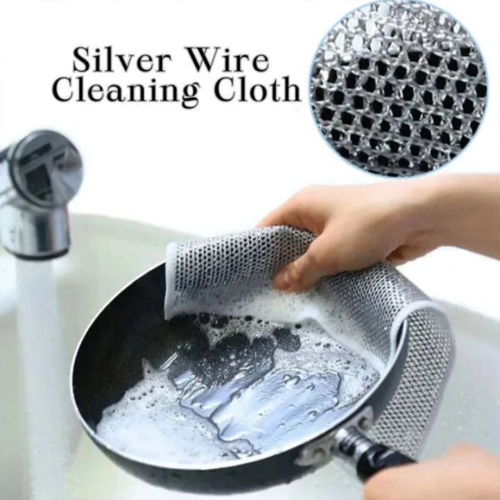 Multifunctional Non-Scratch Wire Dishcloth Wire Dishwashing Rags for Wet  and U