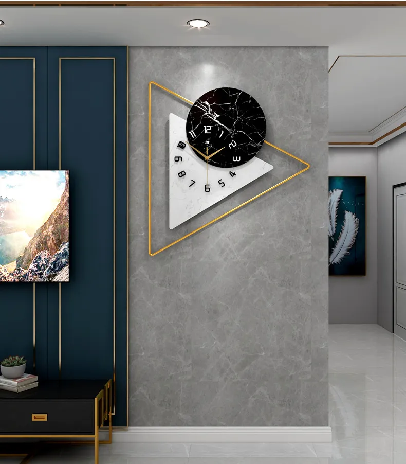 Modern Wall Clock Creative Triangle Design Silent Clocks Living Room Study Office  Background Wall Decor Clock | Lazada