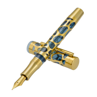 Asvine V169สูญญากาศบรรจุน้ำพุปากกาสีเทา-ทองอะคริลิโปร่งใสกลวงแกะสลัก Effm เขียนปากกาของขวัญ