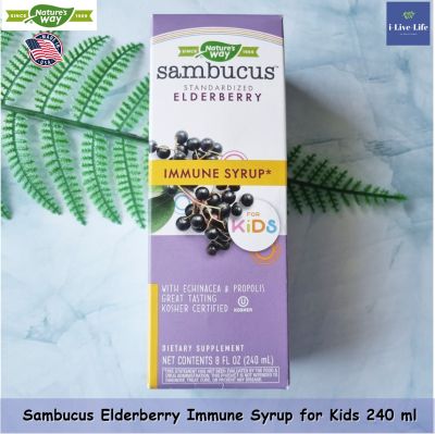 Sambucus for Kids, Standardized Elderberry, Original Syrup 240 mL - Natures Way เอลเดอร์เบอร์รี่ รสดั้งเดิม