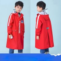 Childrens Raincoat Full Waterproof Skin Friendly Thickened Fabric Raincoat with Schoolbag for Middle and Primary School Students