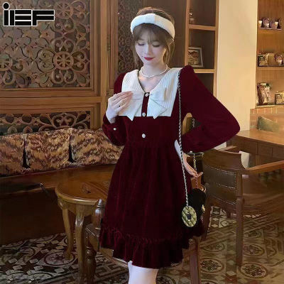 IEF French retro bowknot dress niche autumn and winter short black bottoming fashion skirt