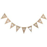 【hot】❉✌✒  Bar Burlap Hanging Wedding Decorations Garden Flag Garland Bunting Sign