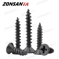 Zonsanta 50Pcs M1.4 M1.7 M2 M2.3 M2.6 M3 M4 Baja Karbon Hitam Cross Tersembunyi Countersunk Kepala Datar Sekrup sekrup Kayu