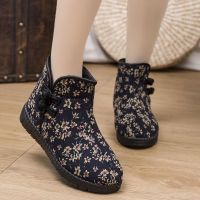 ☄♝ xing lu nan Korean Style Women Canvas Ankle Boots Lace Up Fashionable Boots