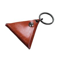 【cw】 Pick Triangular Leather Accessories Plectrum With Keychain Storage 【hot】