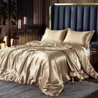 Nordic Mulberry Silk Bedding Set with Duvet Cover Bed Sheet Pillowcase Luxury Couple Single Double Summer 1/2 People Bedsheet