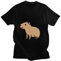 ผู้ชายเสื้อยืด Capybara ฮาราจูกุแฟชั่นน่ารักสัตว์สีดำเสื้อยืดฤดูร้อนแฟชั่นผ้าฝ้ายหลวมคู่สบายๆเสื้อที Str