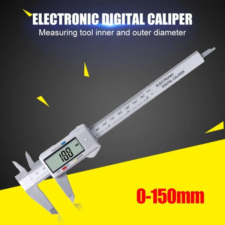 150mm LCD Digital Electronic Carbon Fiber Vernier Caliper Gauge Micrometer Depth Measuring