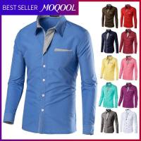 MOQOOL แฟชั่นใหม่เสื้อลำลองผู้ชายเสื้อแขนยาวธุรกิจลำลอง Workwear เกาหลีรุ่นเสื้อบางพอดี