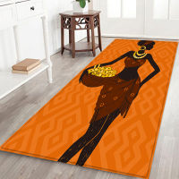 【cw】African Women Pattern Washable Non-slip Flannel Floor Mat Bathroom Entrance Door Mat Bedside Area Rugs Long Kitchen Car ！