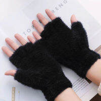 Gloves Warmers Screen Woolen Warm Arm Mink Mittens Half Finger Men