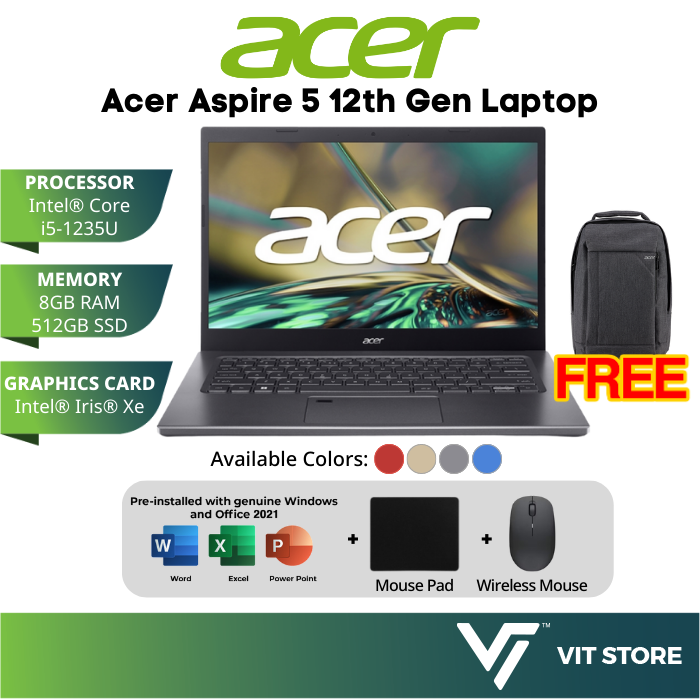 ACER Aspire 5 A514 Laptop (Intel i5-1235U, 8GB, 512GB, Iris Xe, 14