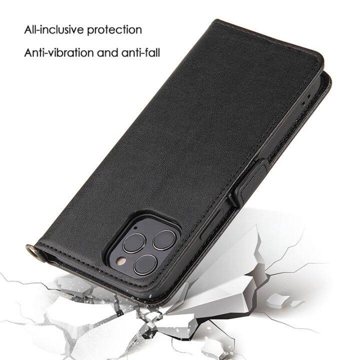 for-iphone-12-pro-max-leather-case-wallet-type-protective-case-with-card-holder-bracket