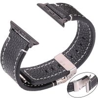 ☋¤ Leather Strap For Apple Watch Band Serie 7 6 5 4 Se Bracelet 44mm 45mm 40mm 41mm 42mm Women Men Iwatch Cowhide Watchband