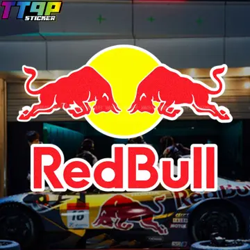 2pcs Red Bull Stickers Logo Motorcycle Helmet Tank Decals
