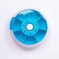 ‘；【。 Portable Pill Box Weekly Blue Color Rotating Points Drug Carry With You Mini Medicine Boxs Medicine German Travel Pillbox