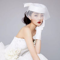 Women Elegant white big bowknot veil Fascinator Hat tail Cap Lady Wedding Party Church Pillbox Hat Fedora Hair Accessorie