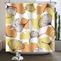 Ginkgo Biloba Shower Curtain Autumn Yellow Leaves Modern Bathroom Curtains Polyester Waterproof Washable Bath Curtain 180x240