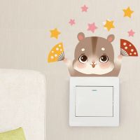 Cartoon Painted Cute Hamster Switch Sticker Wall Stickers Home Decoration Wall Room Decor Home Accessories Wallpaper Aesthetic Wall Stickers Decals