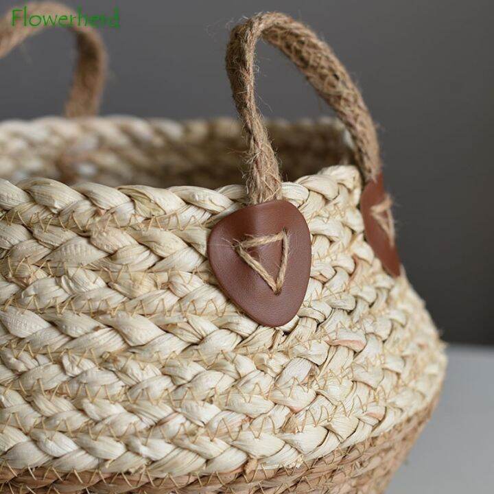 storage-baskets-woven-flower-pots-plant-crafts-decor-straw-bag-flower-pot-container-home-furnishings-flower-basket-woven-basket