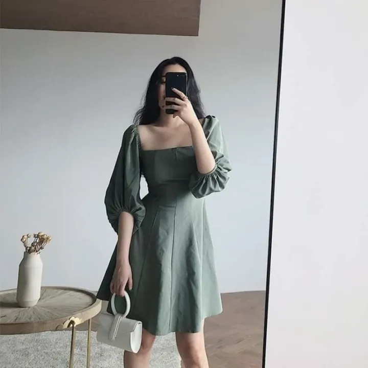 baao Kailyn Sqaure Neck Modern Filipiniana 3/4 Sleeves Sexy Casual / Formal  Mini Dress | Lazada PH