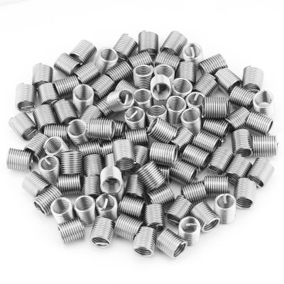 100Pcs M8x1.25x2D Stainless Steel Coiled Wire Insert Set Helical Threaded Insert Wire Screw Sleeve Thread Repair Tools