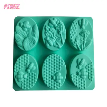 6 Cavity Oval 3D Silicone Soap Mold for DIY Handmade Soap Making