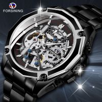 ZZOOI Forsining 2020 Fashion Retro Mens Automatic Mechanical Watch Top Brand Luxury Full Black Design Luminous Hands Skeleton Clock