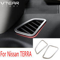 Vtear For Nissan TERRA 2018 2019 2020 2021 / Navara NP300 2019 2020 2021 Front exhaust vent decorative frame Automotive stainless steel parts Air outlet decorative ring