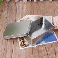 Metal Rectangular Storage Box Container with Lid  Small Tin Boxes Empty Containers Silver Storage Box Case Organizer Drop ship Storage Boxes