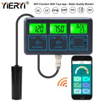 Yieryi WiFi Tuya Smart Monitor Fish Tank Aquarium SPA Pool Online Water Quality Meter PH ORP EC PPM CF Humidity TEMP Tester ATC