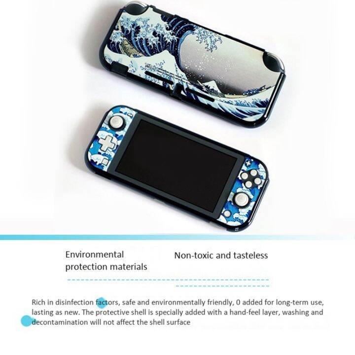 for-nintendo-switch-lite-protective-shell-full-cover-upper-and-lower-cover-painted-shell-sx-117-ukiyo-e-sea-waves