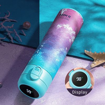 Gradient Colorful Vacuum Flask Temperature Display Thermos Water Bottle 24 Hours Insulated Cup Stainless Steel Tumbler Gifts