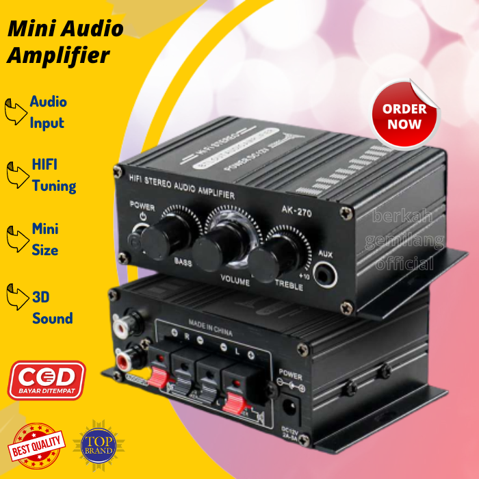 Audio Amplifier Mini Hifi Stereo Treble Bass Booster, Mini Amplifier