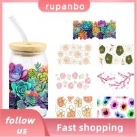 RUPANBO039392692 2PCS UV DTF สติ๊กเกอร์โอนเงิน ฟิล์มใสใส เดซี่ สติ๊กเกอร์สติ๊กเกอร์สติ๊กเกอร์ สีสันสดใส กันน้ำกันน้ำได้ ตกแต่งขวดน้ำ 16oz Libbey แก้วถ้วยถ้วยกาแฟ