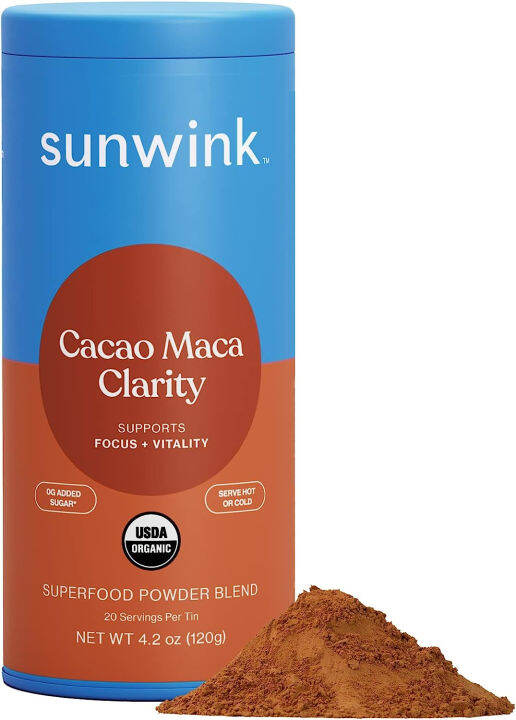 Sunwink Cacao Clarity Superfood Mushroom Powder for Energy, Mental