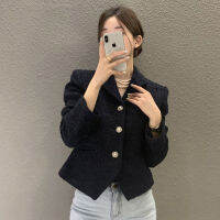 ONALIPPA Tweed Coat 2021 Autumn Female French Vintage Chic Single-Breasted Suit Collar Slim-Fit Waist Long-Sleeved Short Jacket