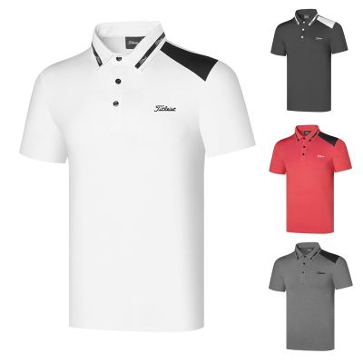 ☞J.L INDEBER Titleist Golf MARK LONA PG ฤดูร้อนเสื้อผ้าผู้ชายเสื้อแขนสั้นแห้งเร็วเสื้อยืดระบายอากาศเหงื่อกีฬากลางแจ้งเสื้อโปโล