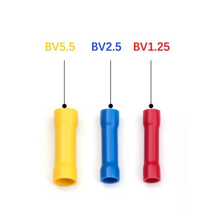 10-50-100pcs-bv1-25-bv2-5-bv5-5-insulated-straight-butt-connectors-electrical-crimp-wire-terminal-cold-press-cable-connecter-set-electrical-connectors