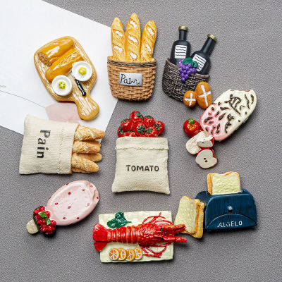 Tomor Life 3D การจำลองความคิดสร้างสรรค์ของขนมปังและแม่เหล็กติดตู้เย็นสติกเกอร์แม่เหล็กสติกเกอร์เรซินตกแต่ง